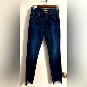 MOTHER Dark Blue Mid Rise Dazzler Ankle Step Fray Jeans- Size 27